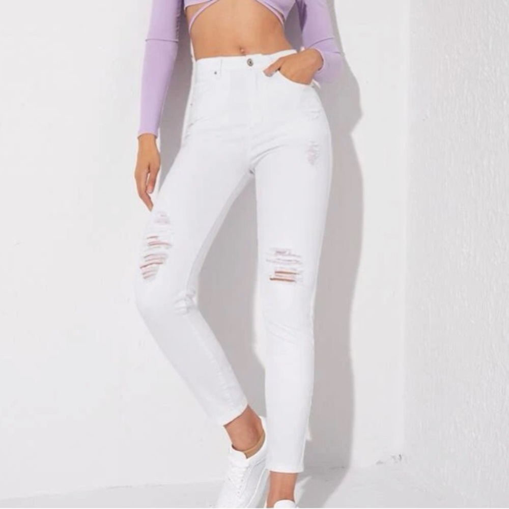 White Ripped Skinny Jeans